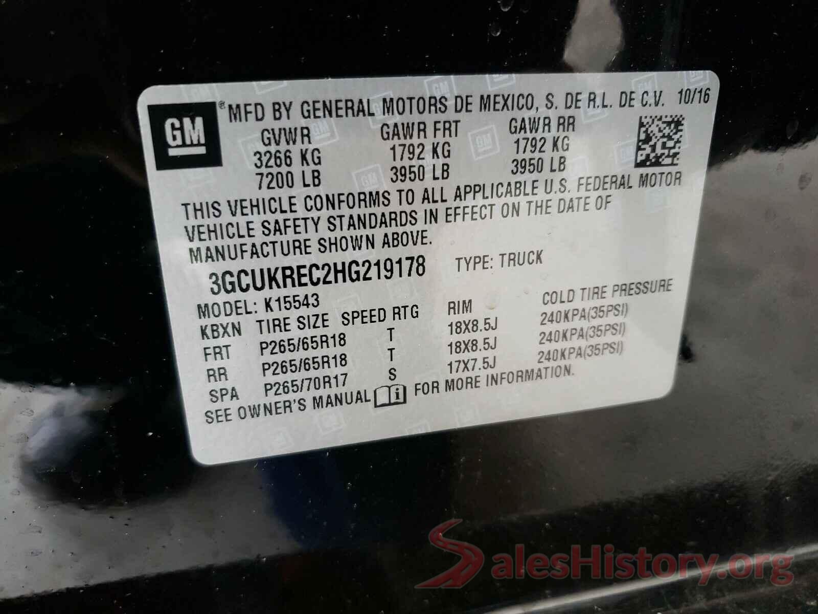 3GCUKREC2HG219178 2017 CHEVROLET SILVERADO