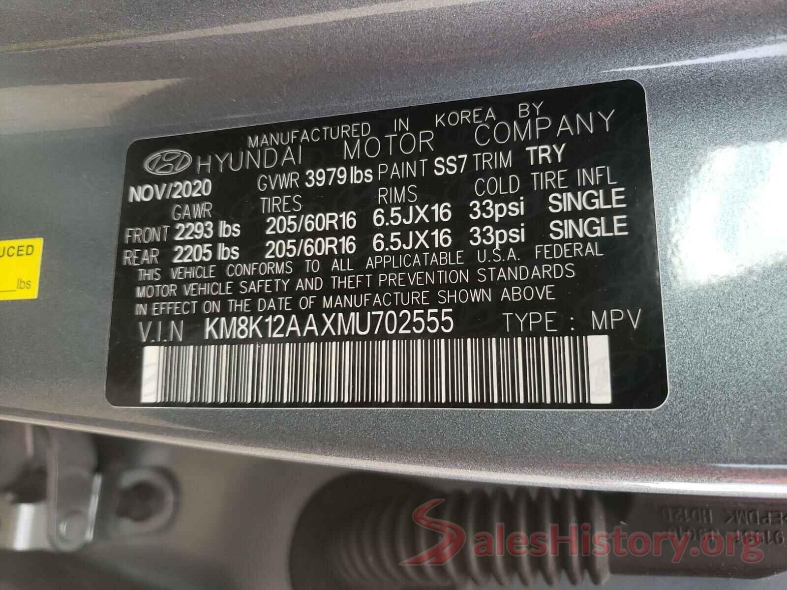 KM8K12AAXMU702555 2021 HYUNDAI KONA