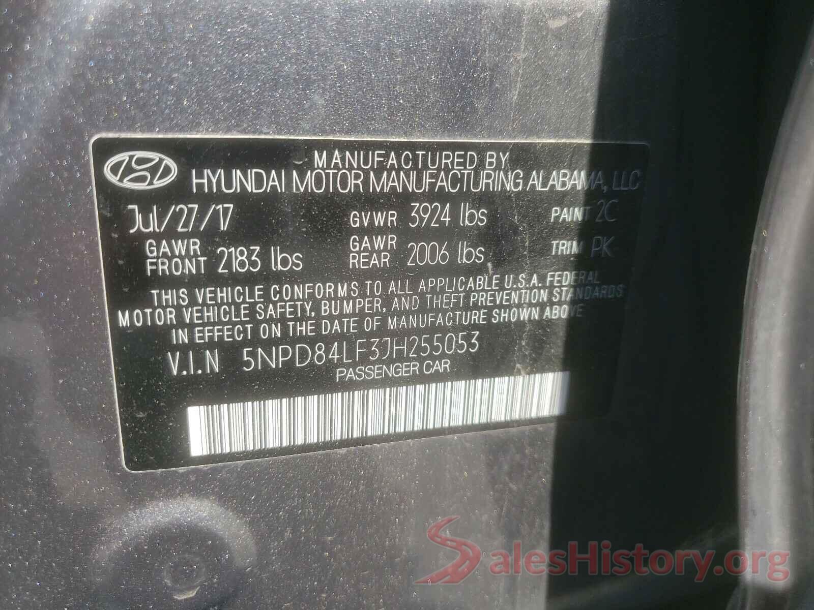 5NPD84LF3JH255053 2018 HYUNDAI ELANTRA