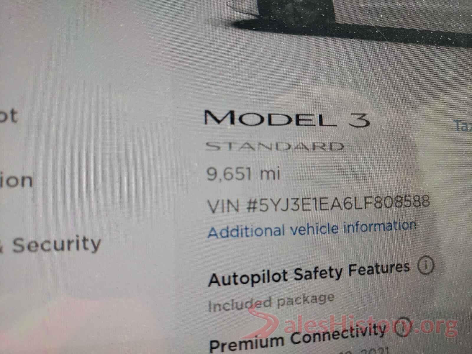 5YJ3E1EA6LF808588 2020 TESLA MODEL 3