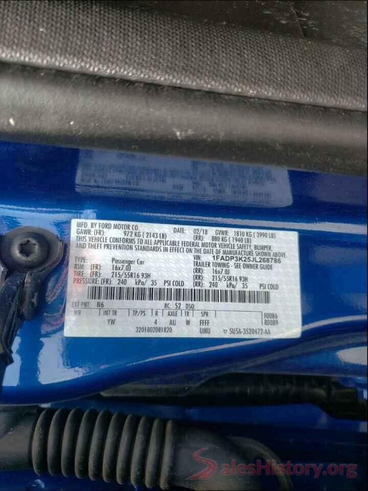 1FADP3K25JL268786 2018 FORD FOCUS