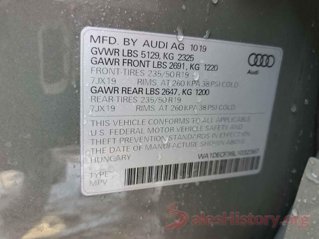 WA1DECF36L1032367 2020 AUDI Q3