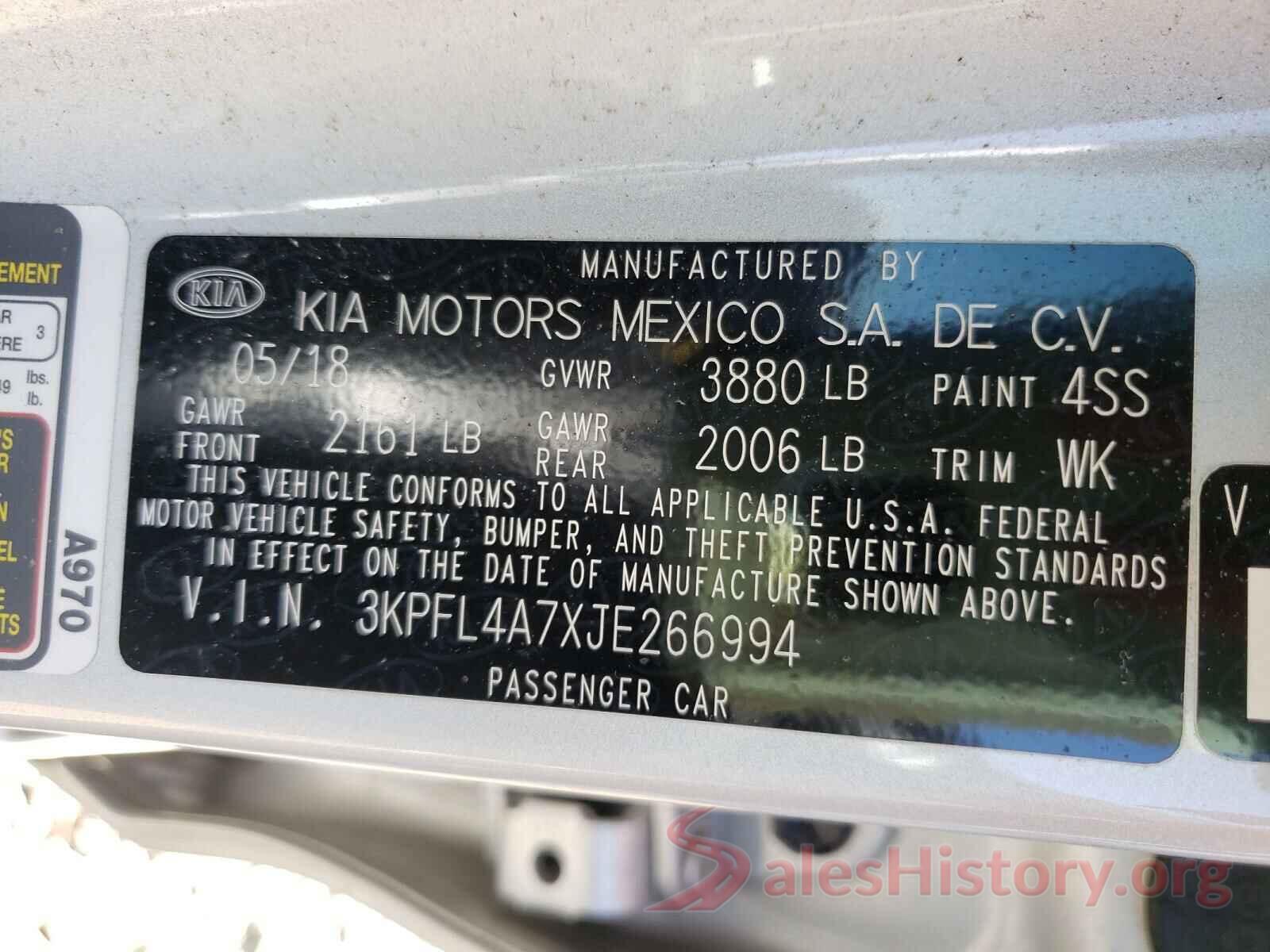 3KPFL4A7XJE266994 2018 KIA FORTE