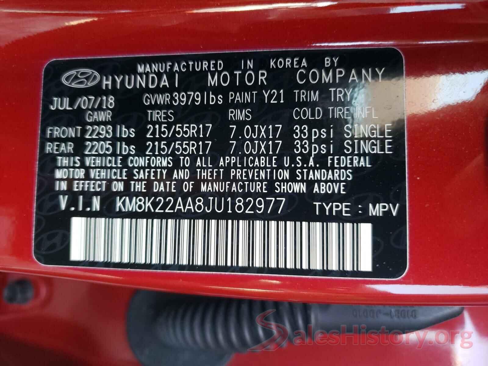 KM8K22AA8JU182977 2018 HYUNDAI KONA