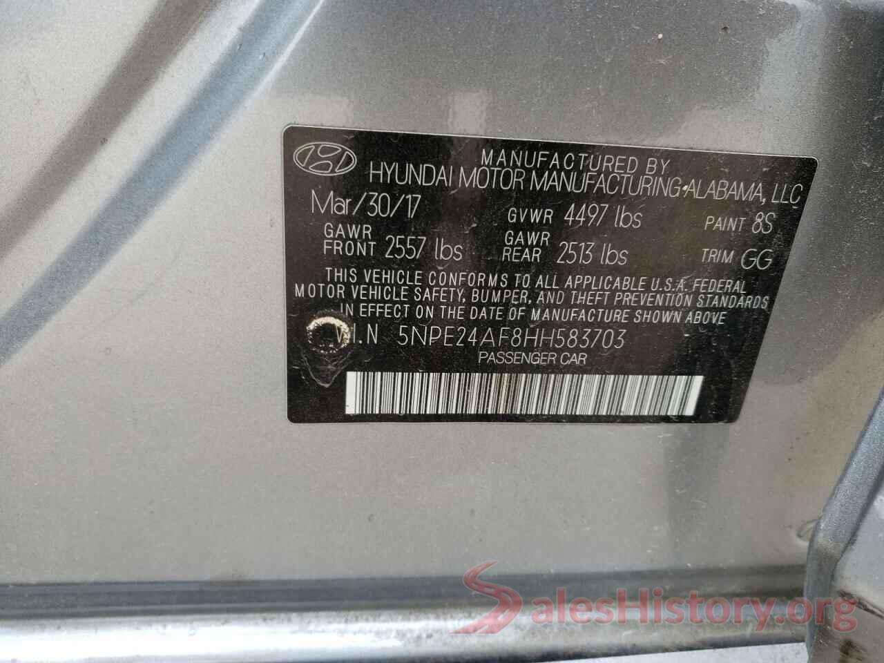 5NPE24AF8HH583703 2017 HYUNDAI SONATA