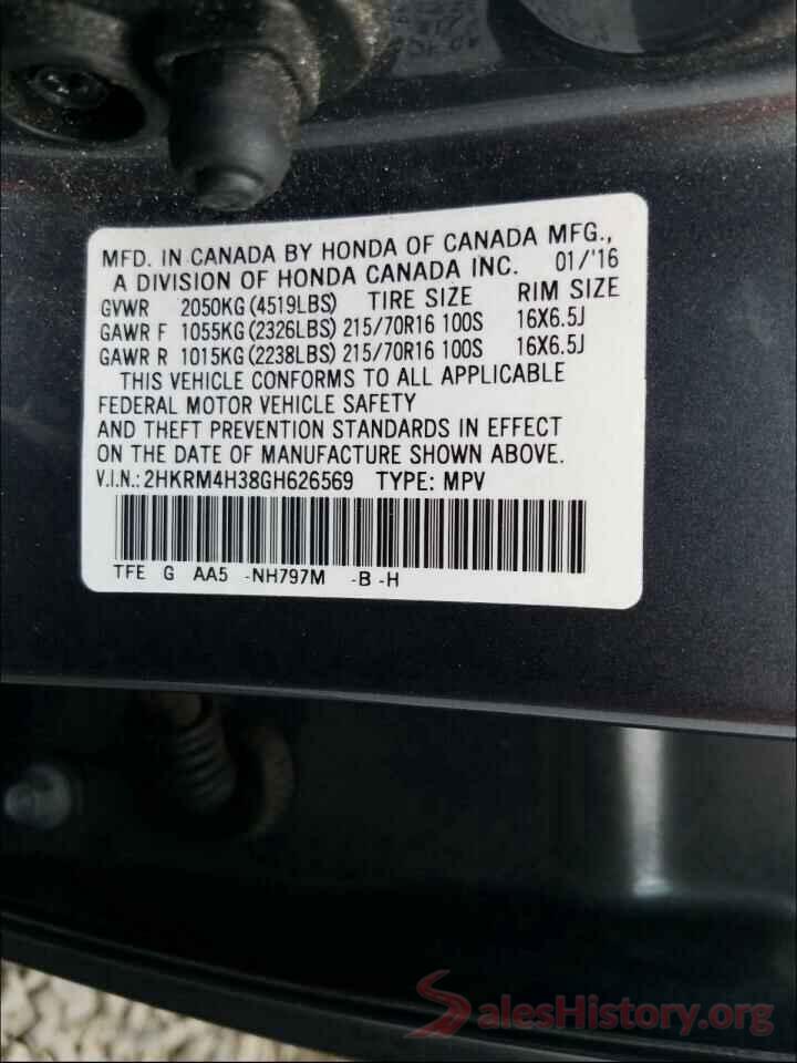 2HKRM4H38GH626569 2016 HONDA CRV