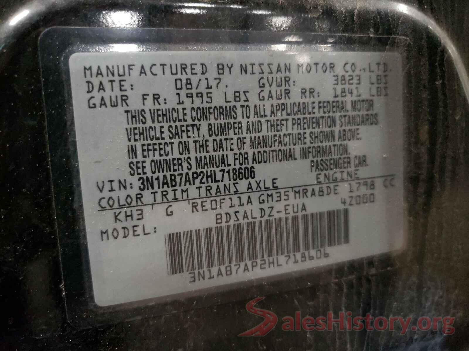 3N1AB7AP2HL718606 2017 NISSAN SENTRA