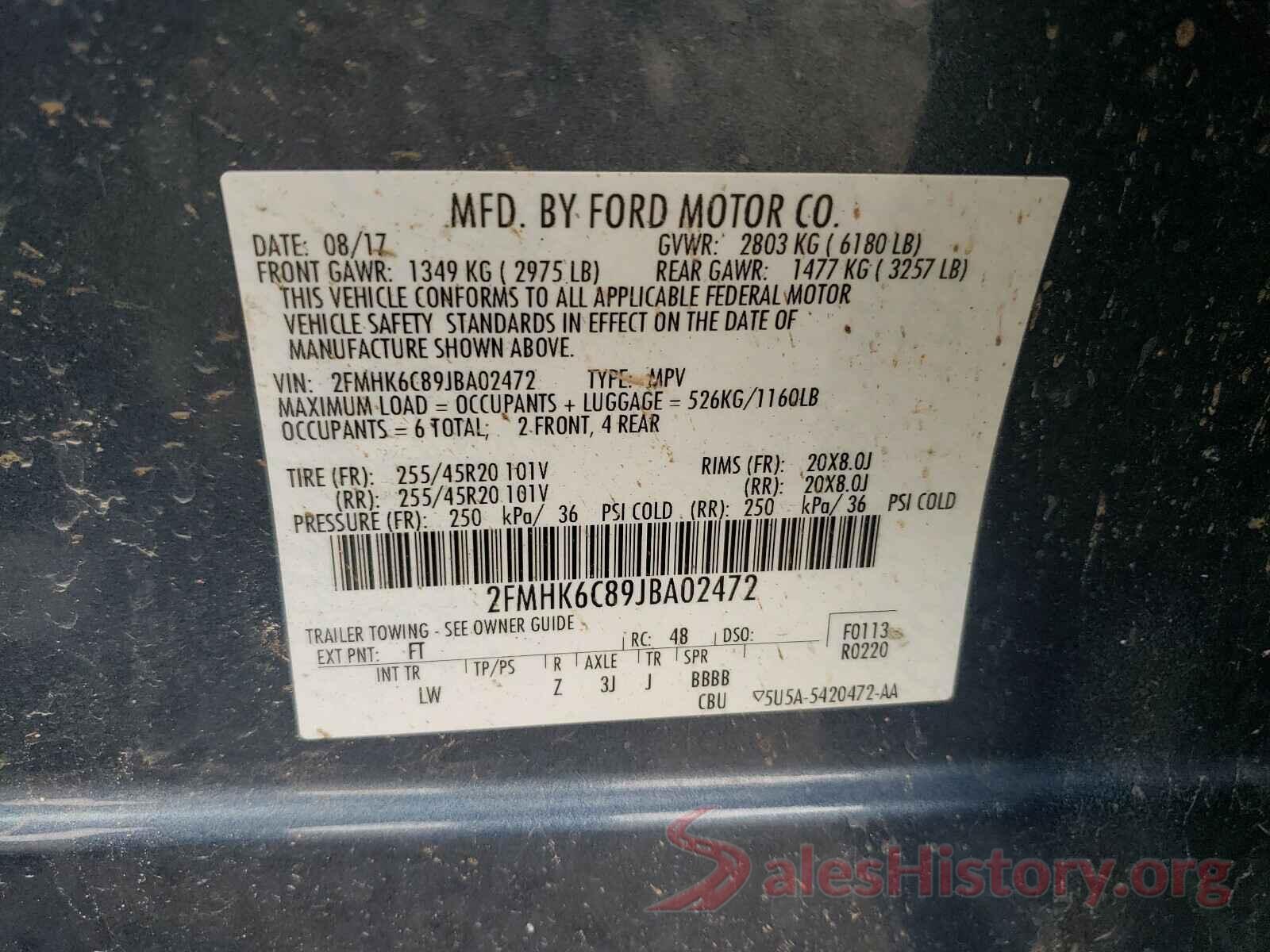 2FMHK6C89JBA02472 2018 FORD FLEX