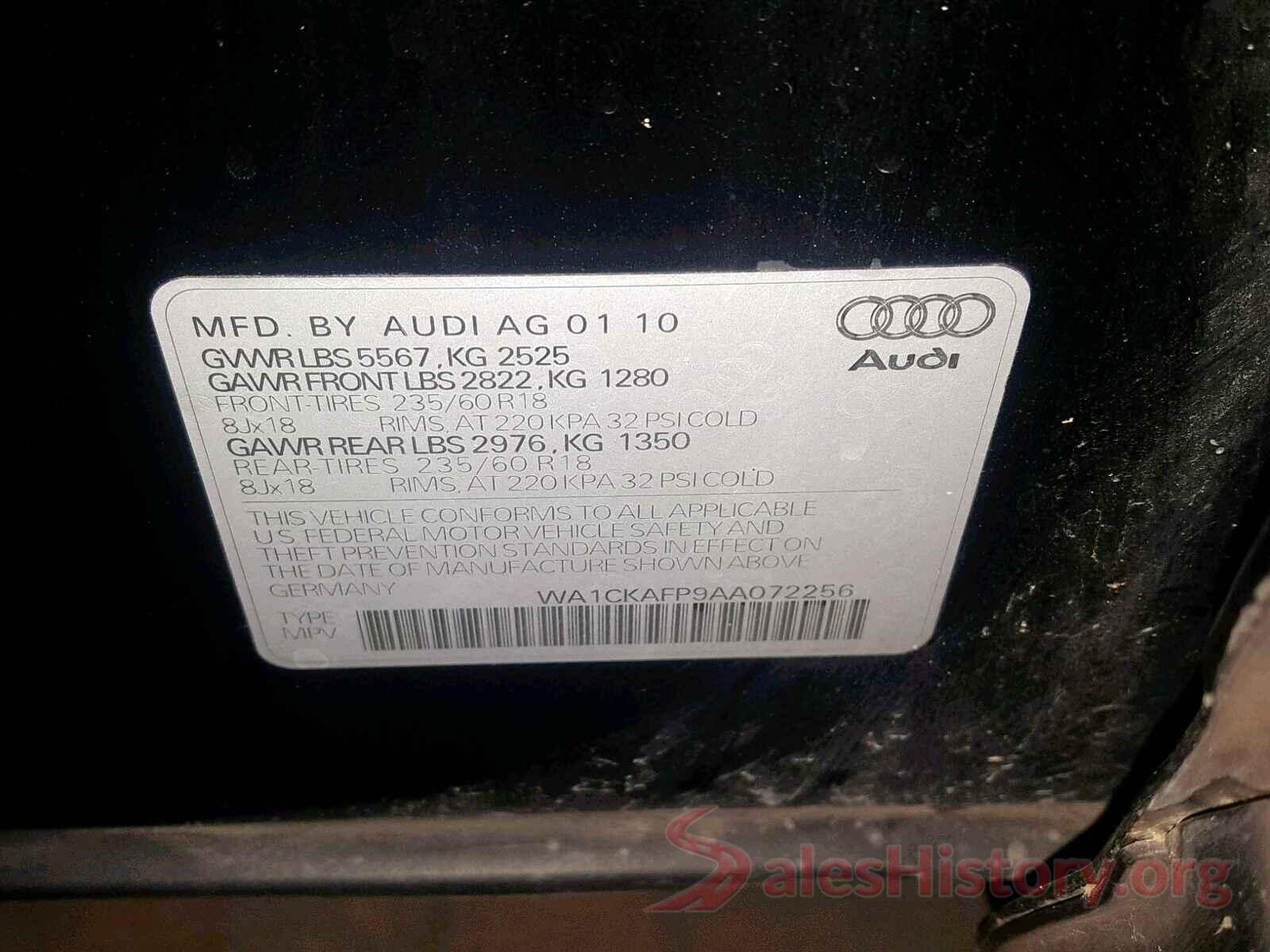 WA1CKAFP9AA072256 2010 AUDI Q5