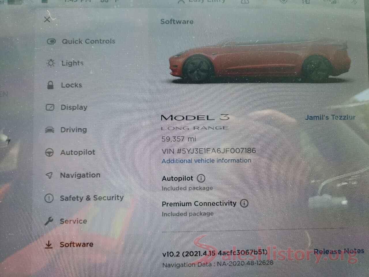 5YJ3E1EA6JF007186 2018 TESLA MODEL 3