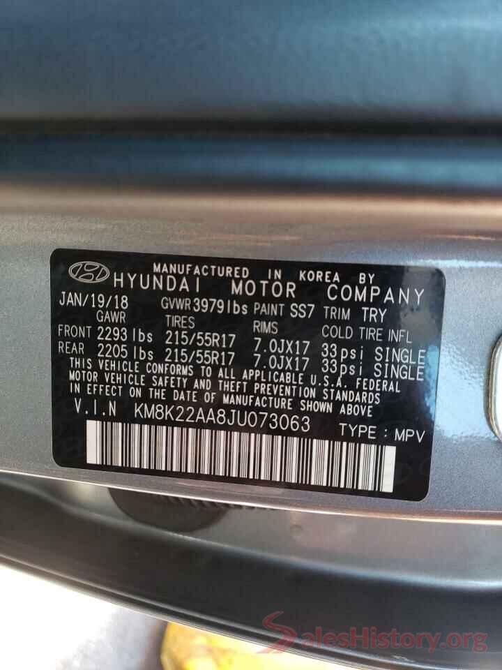 KM8K22AA8JU073063 2018 HYUNDAI KONA