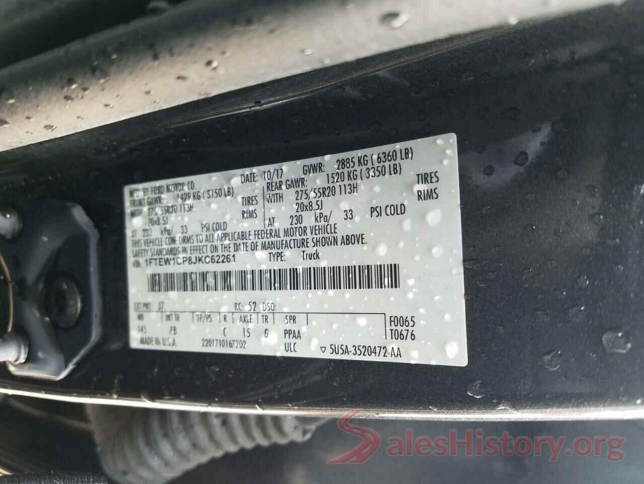 1FTEW1CP8JKC62261 2018 FORD F150