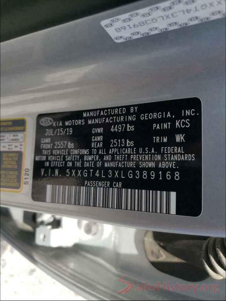 5XXGT4L3XLG389168 2020 KIA OPTIMA