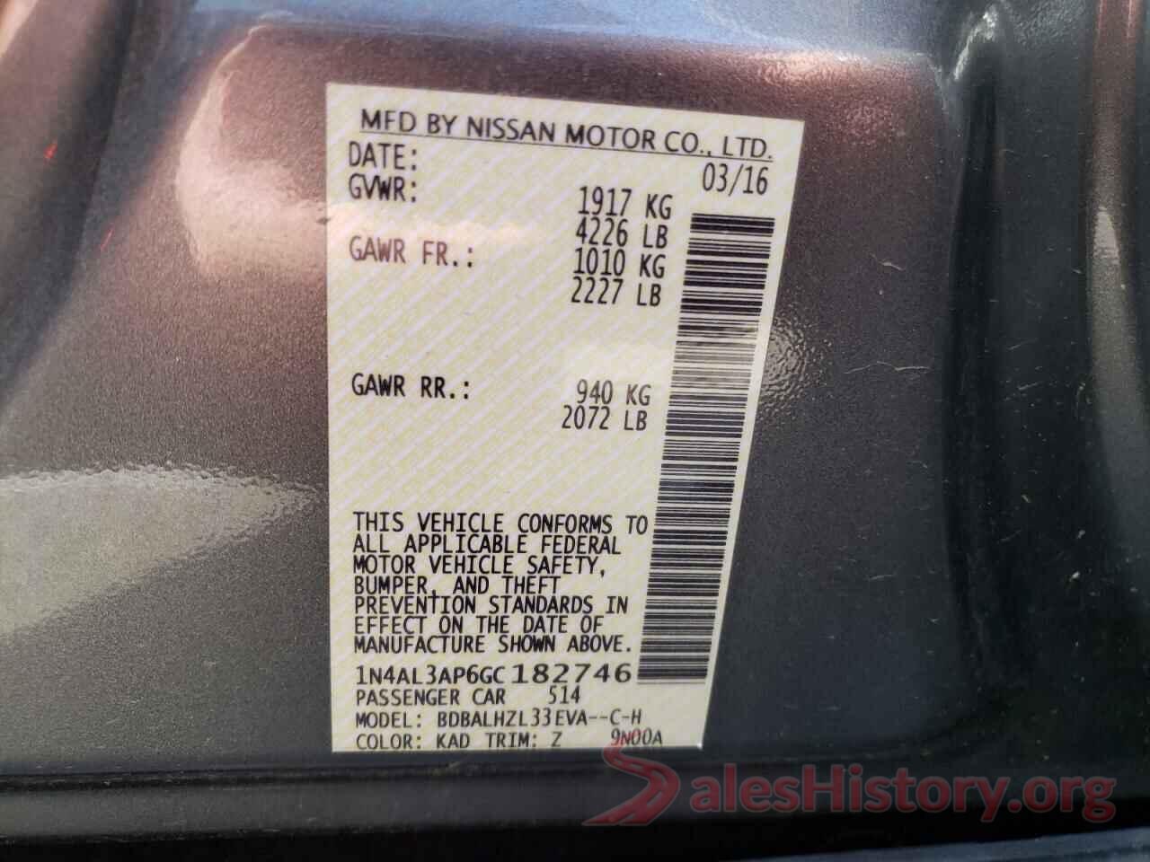 1N4AL3AP6GC182746 2016 NISSAN ALTIMA