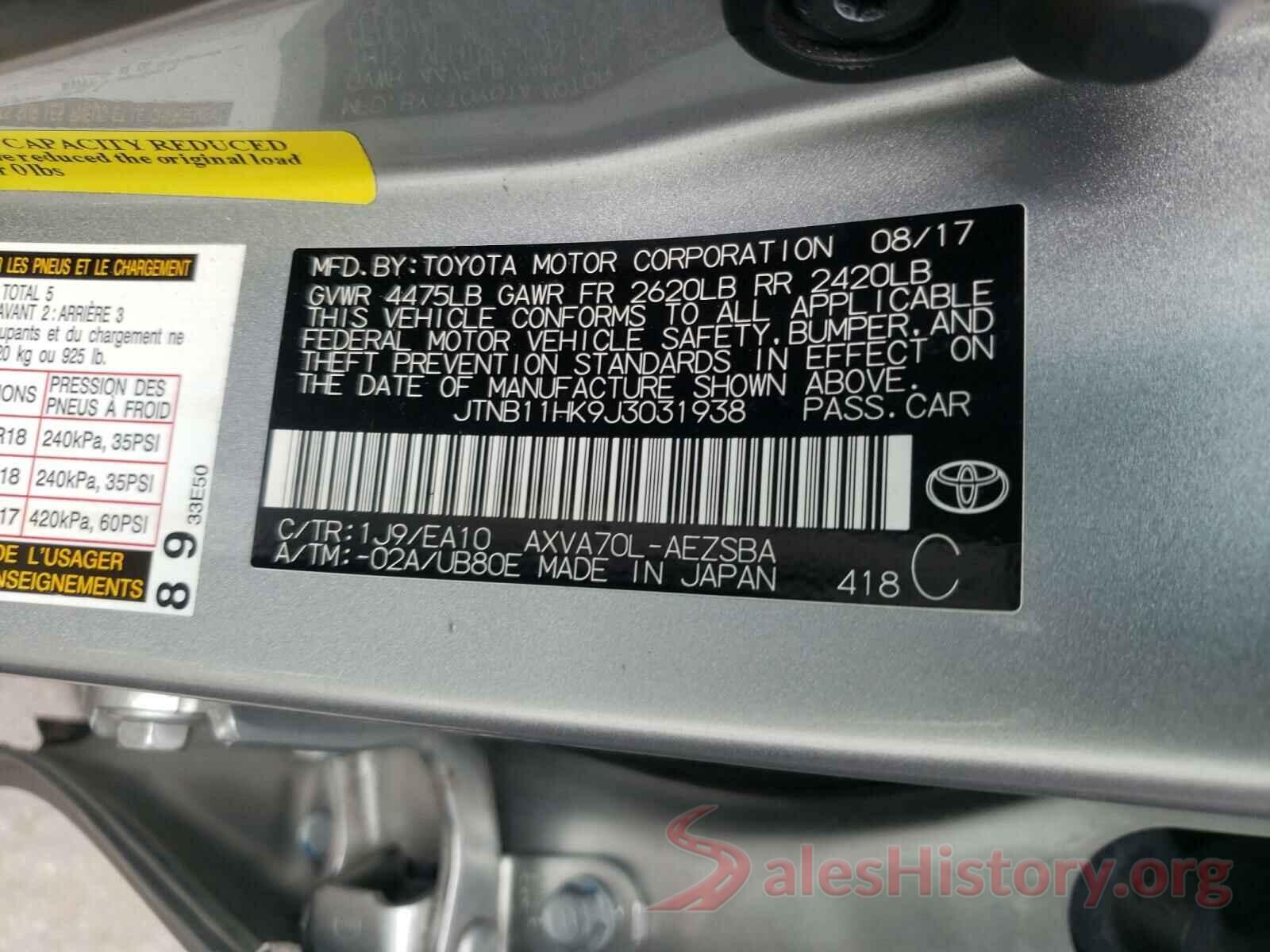 JTNB11HK9J3031938 2018 TOYOTA CAMRY