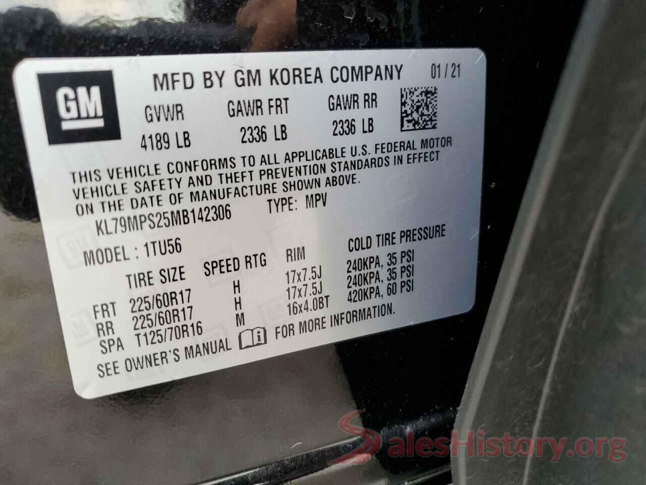 KL79MPS25MB142306 2021 CHEVROLET TRAILBLZR