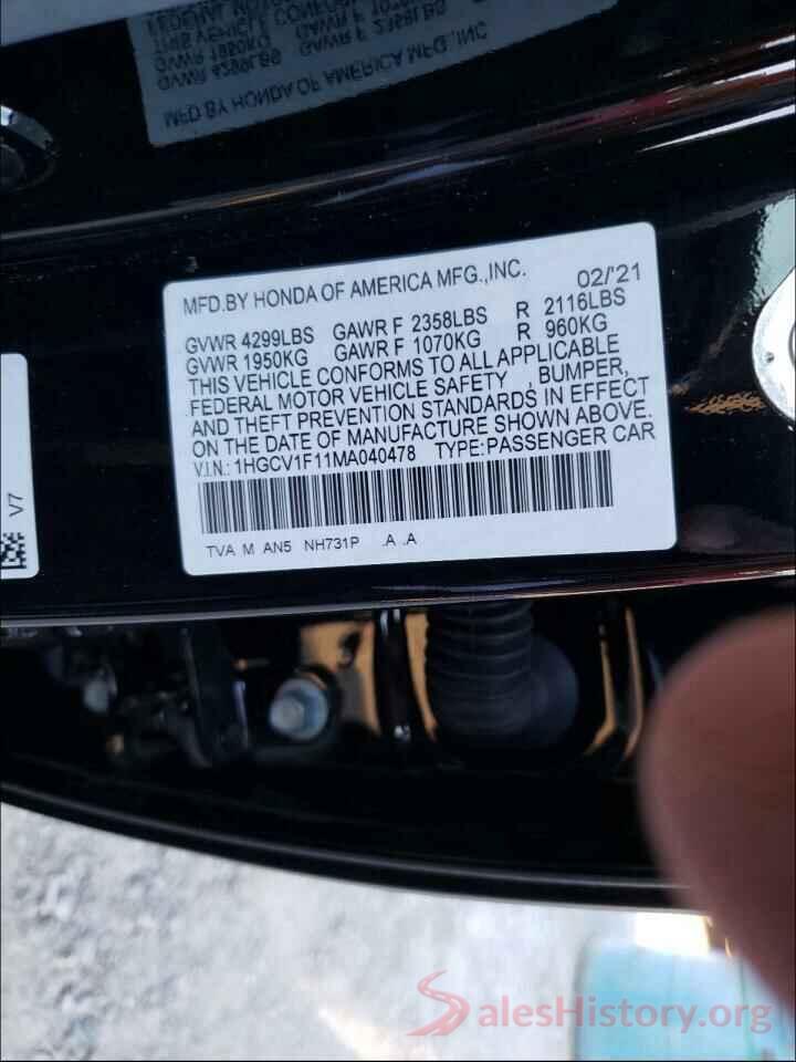 1HGCV1F11MA040478 2021 HONDA ACCORD