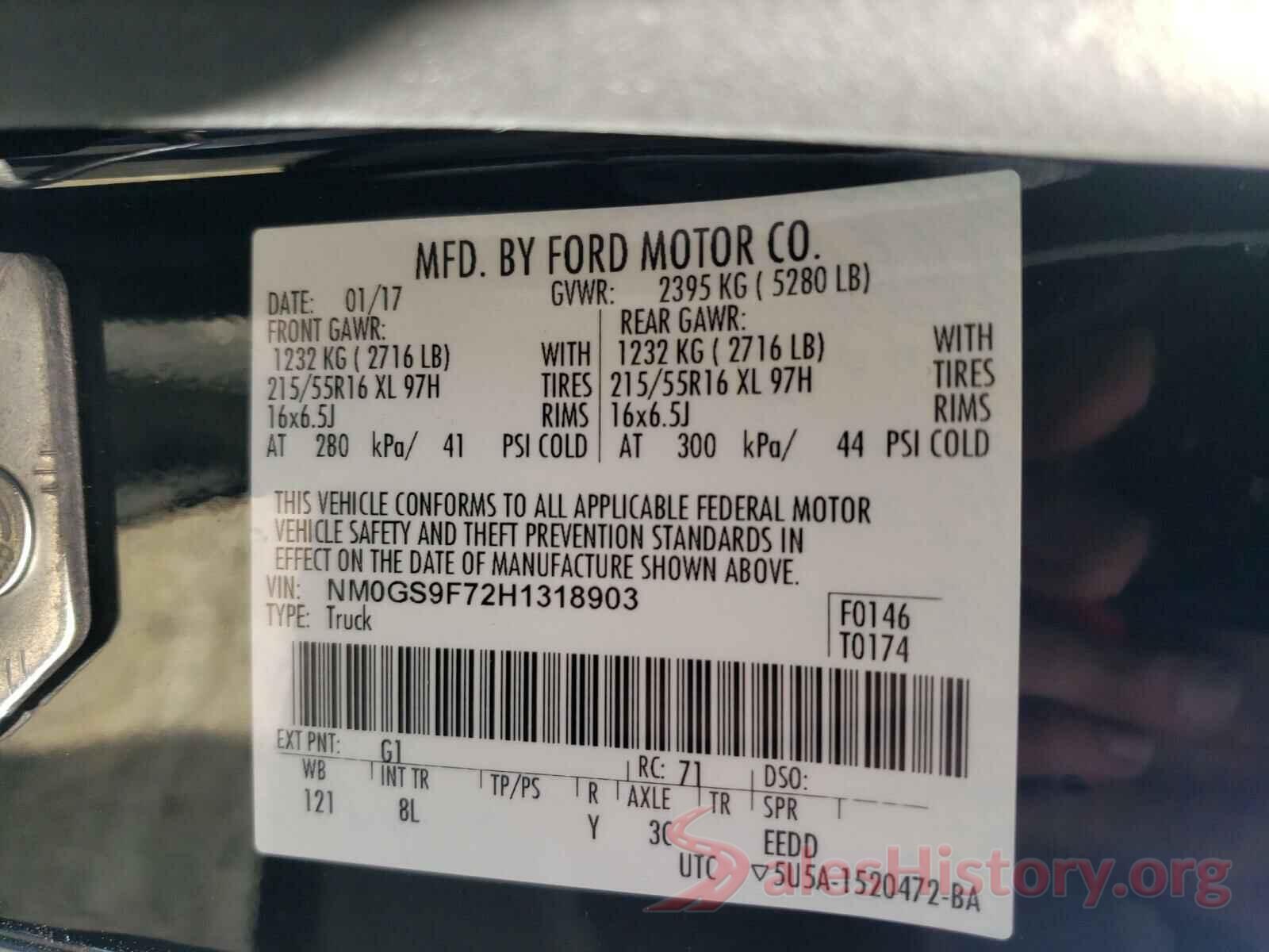 NM0GS9F72H1318903 2017 FORD TRANSIT CO