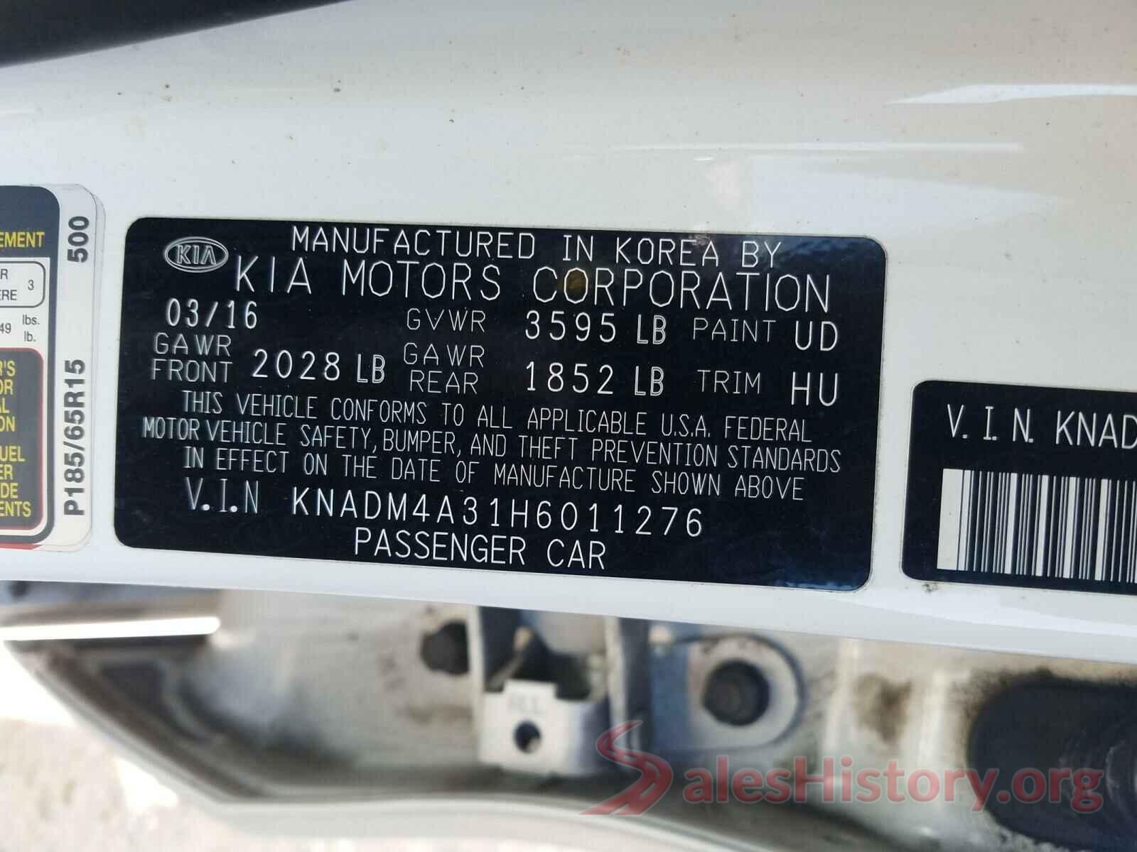 KNADM4A31H6011276 2017 KIA RIO