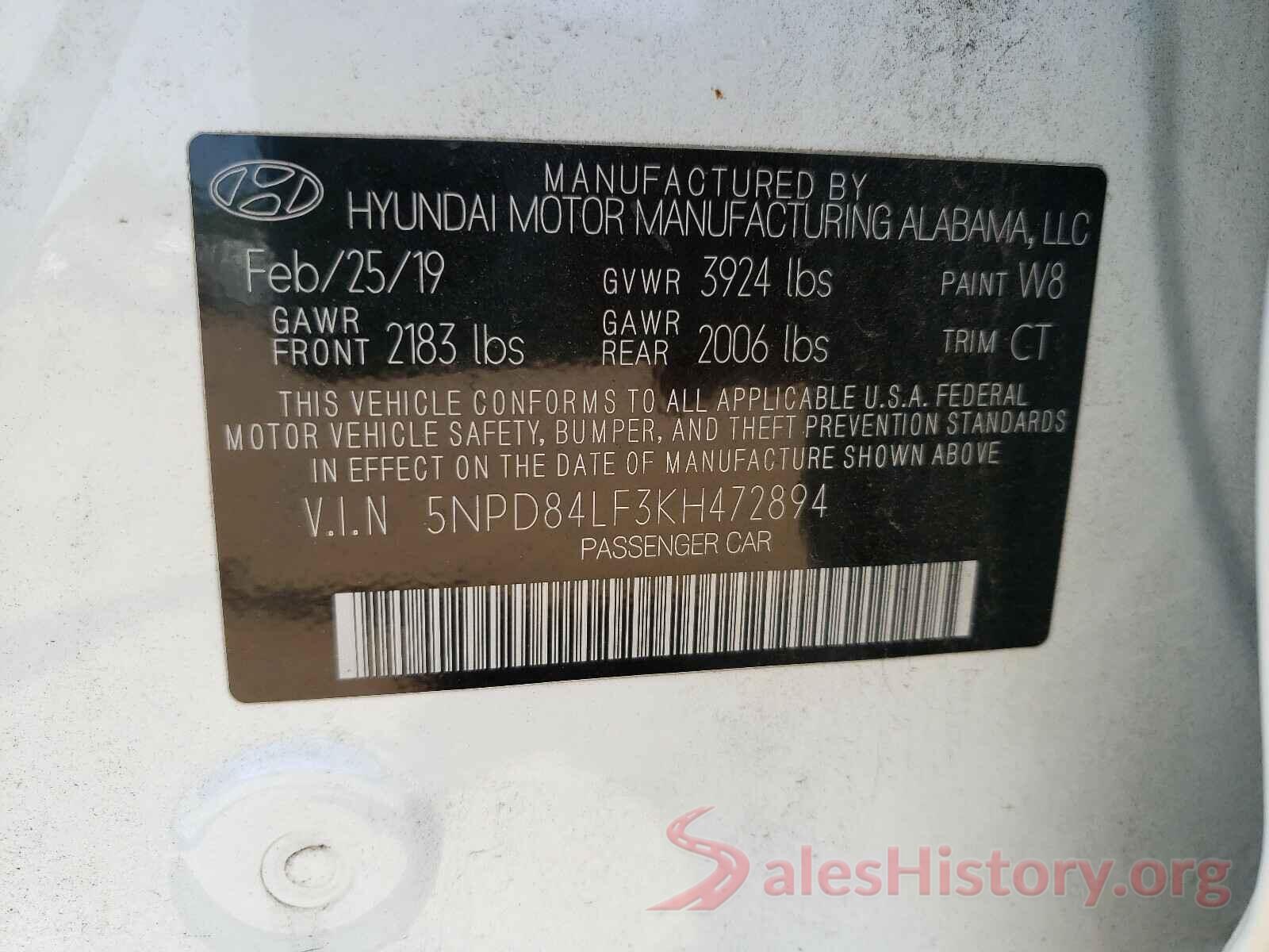 5NPD84LF3KH472894 2019 HYUNDAI ELANTRA