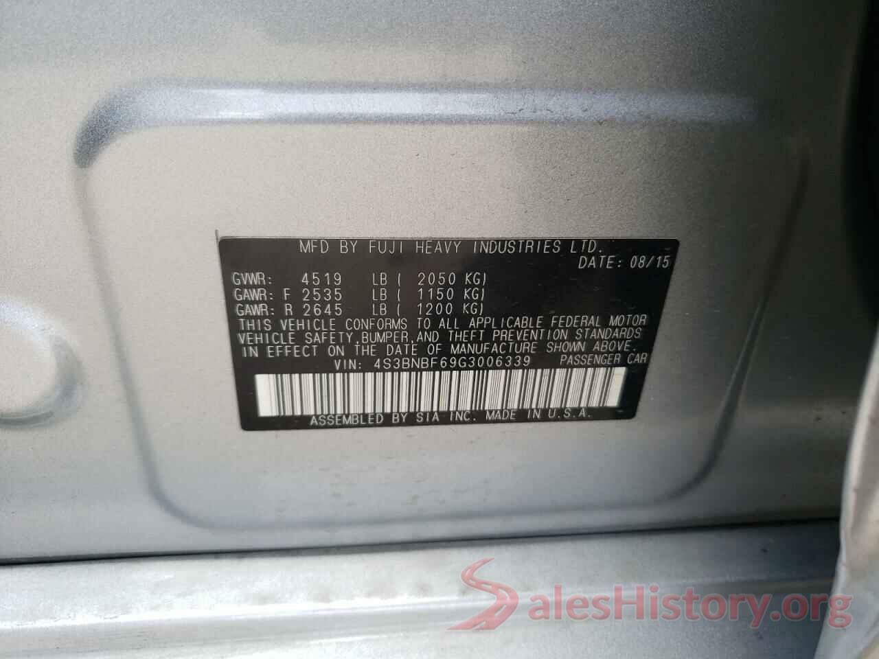 4S3BNBF69G3006339 2016 SUBARU LEGACY