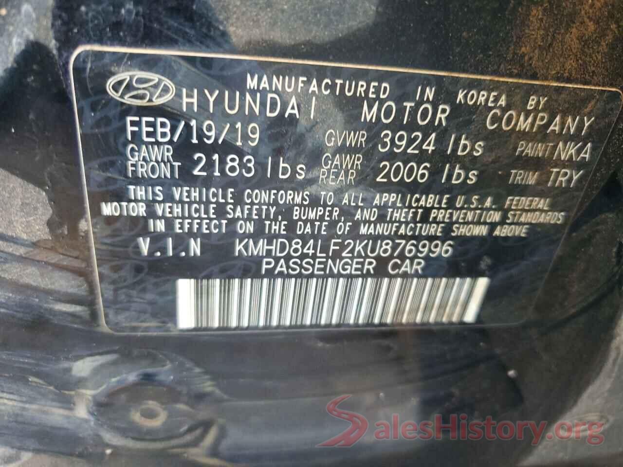 KMHD84LF2KU876996 2019 HYUNDAI ELANTRA