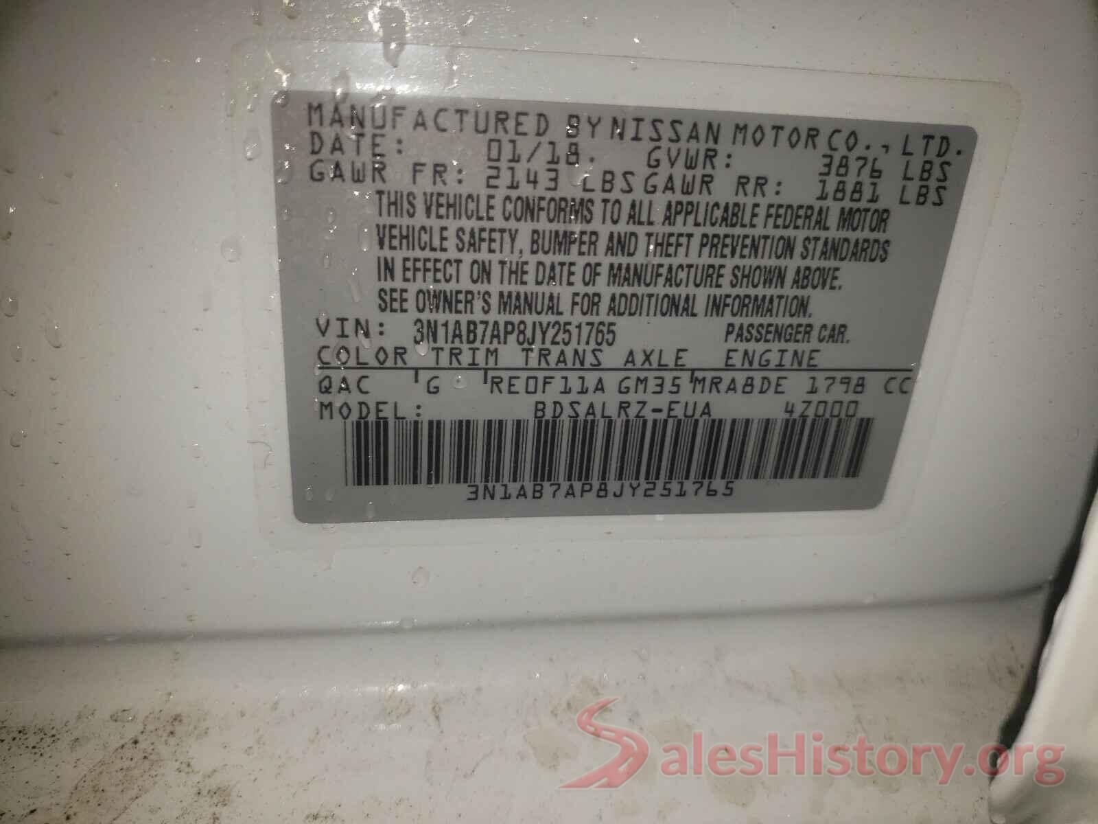 3N1AB7AP8JY251765 2018 NISSAN SENTRA