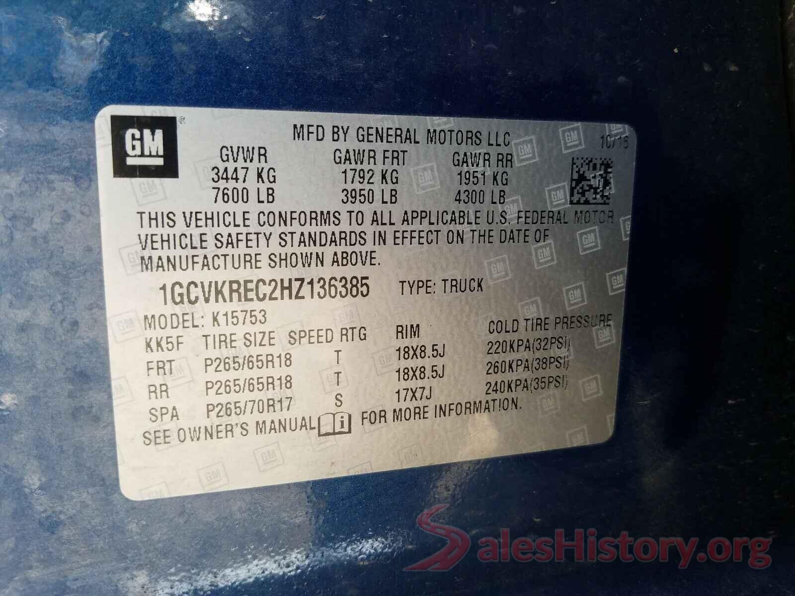 1GCVKREC2HZ136385 2017 CHEVROLET SILVERADO