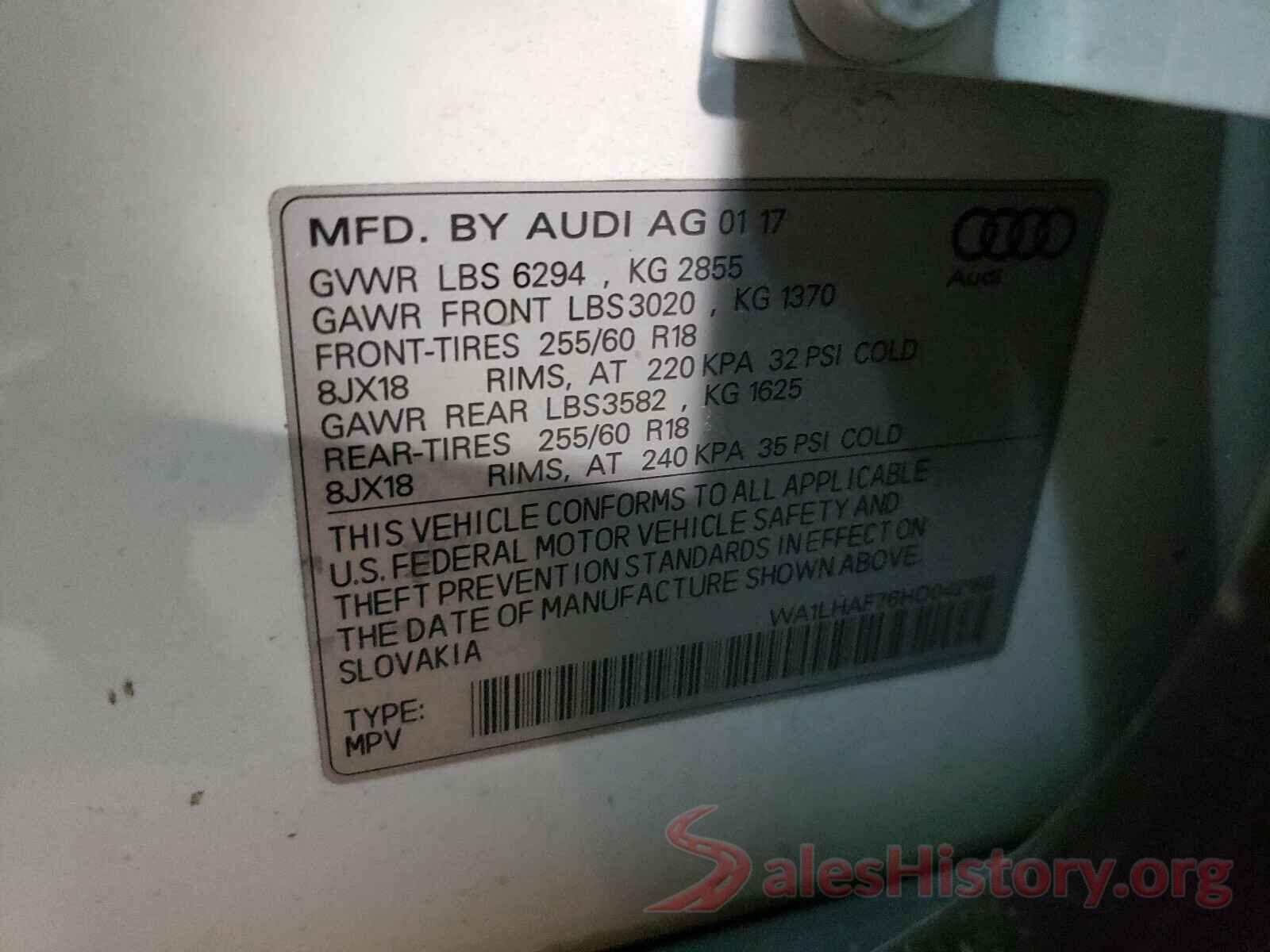 WA1LHAF76HD042168 2017 AUDI Q7