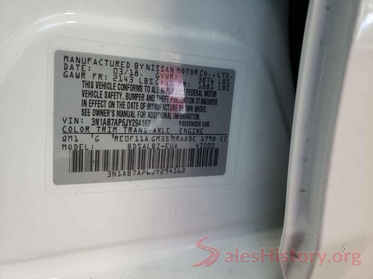 3N1AB7AP6JY294162 2018 NISSAN SENTRA