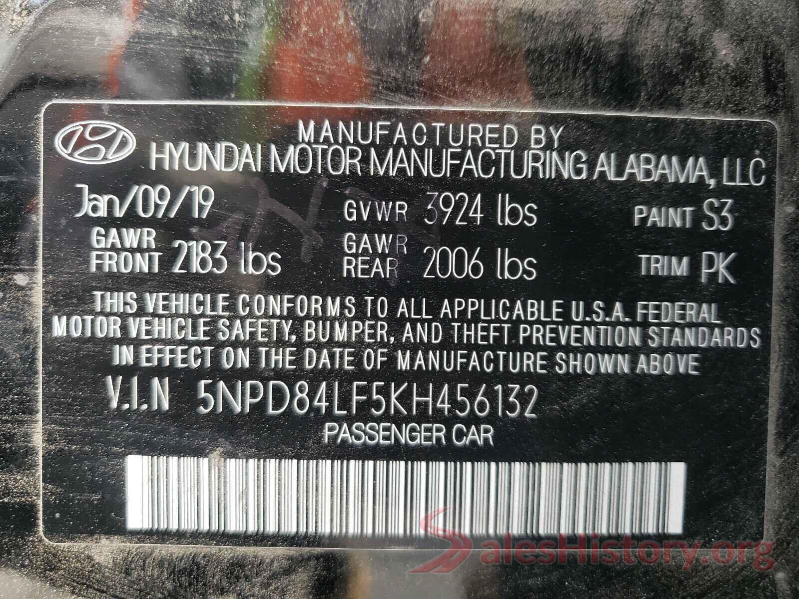 5NPD84LF5KH456132 2019 HYUNDAI ELANTRA