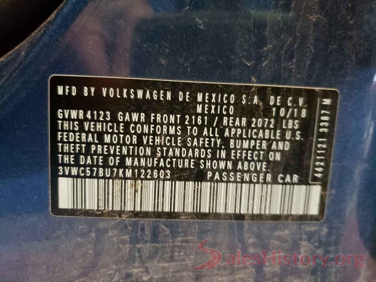 3VWC57BU7KM122603 2019 VOLKSWAGEN JETTA