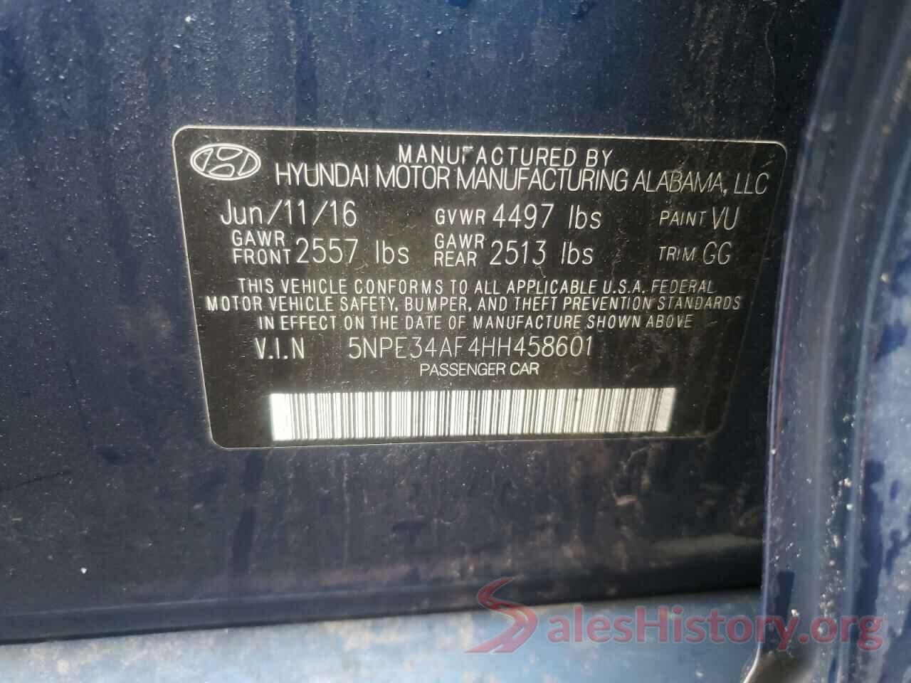 5NPE34AF4HH458601 2017 HYUNDAI SONATA