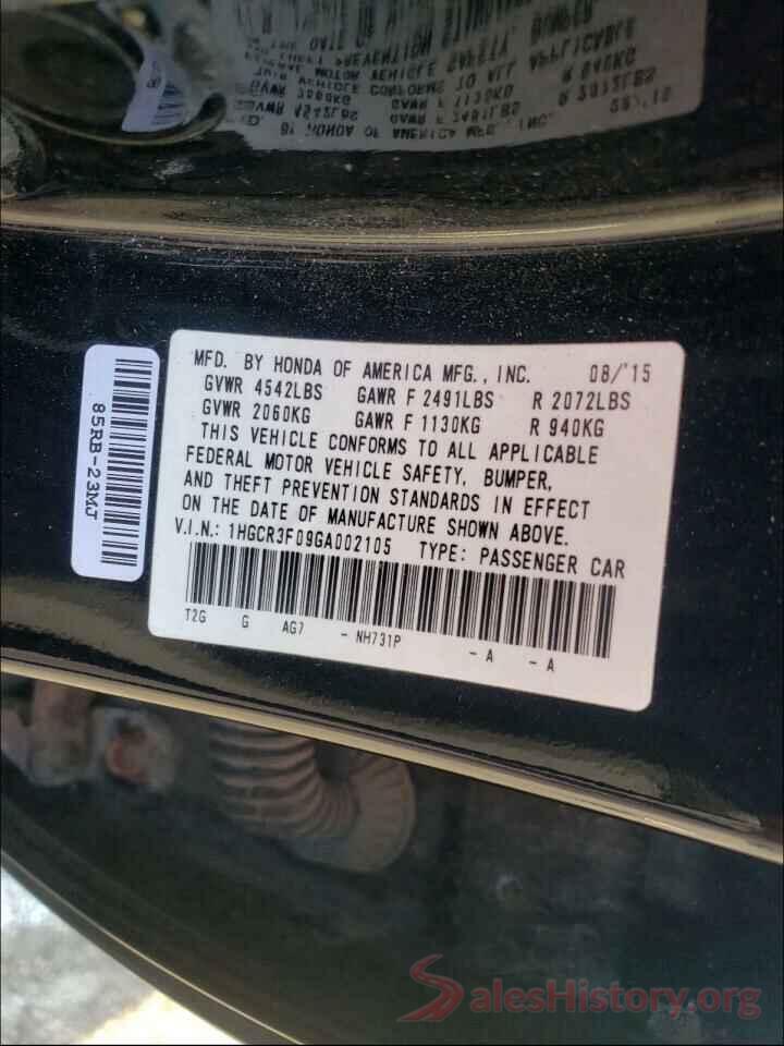 1HGCR3F09GA002105 2016 HONDA ACCORD