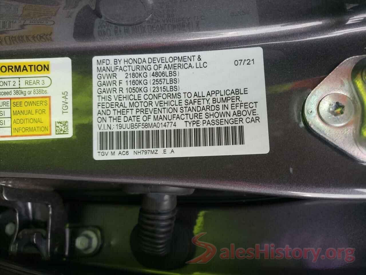 19UUB5F58MA014774 2021 ACURA TLX