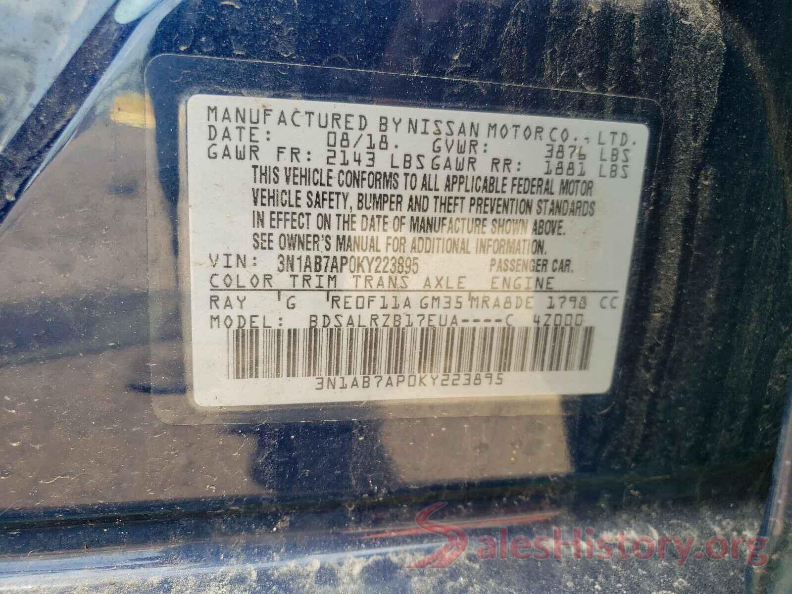 3N1AB7AP0KY223895 2019 NISSAN SENTRA