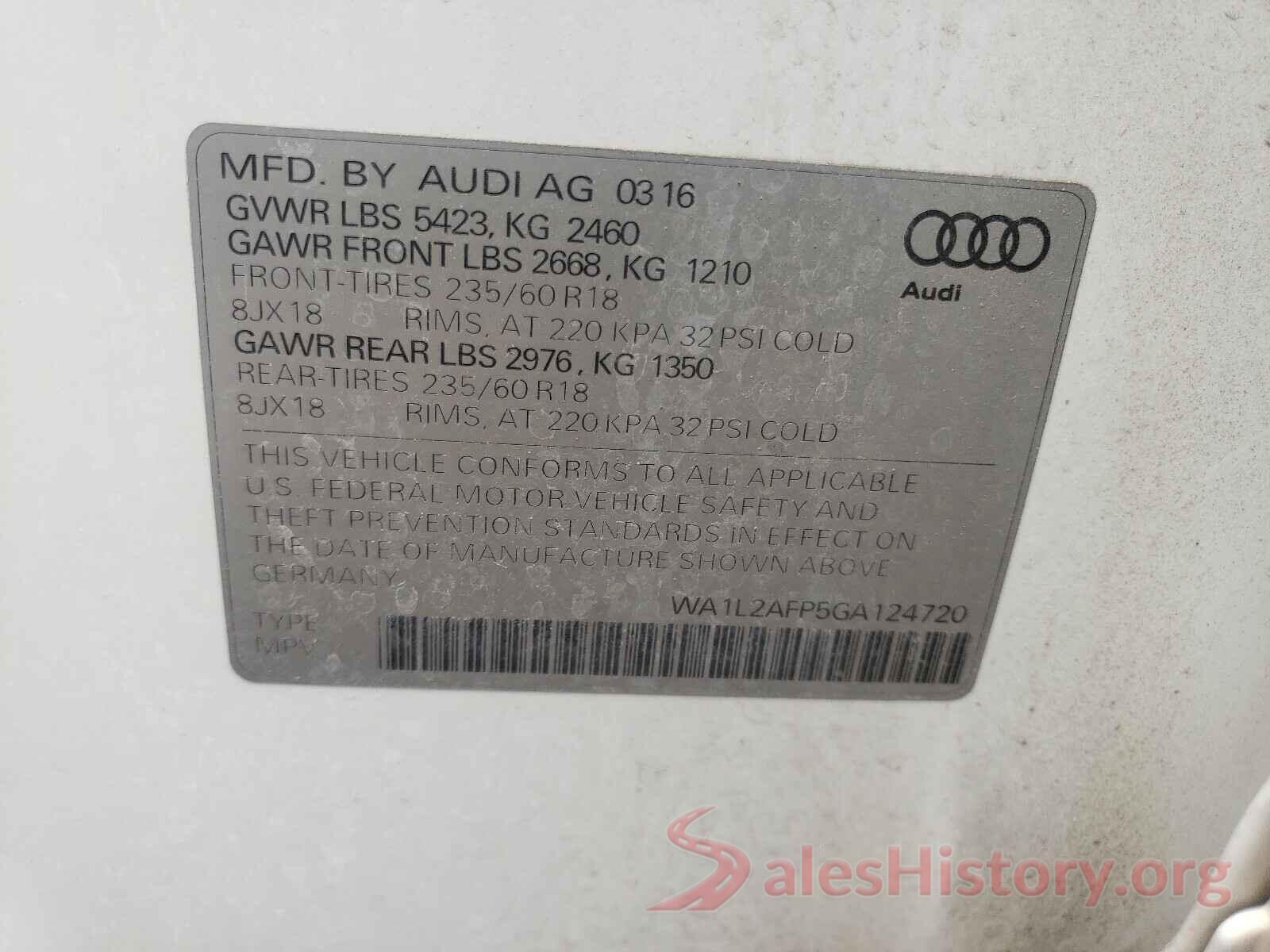 WA1L2AFP5GA124720 2016 AUDI Q5