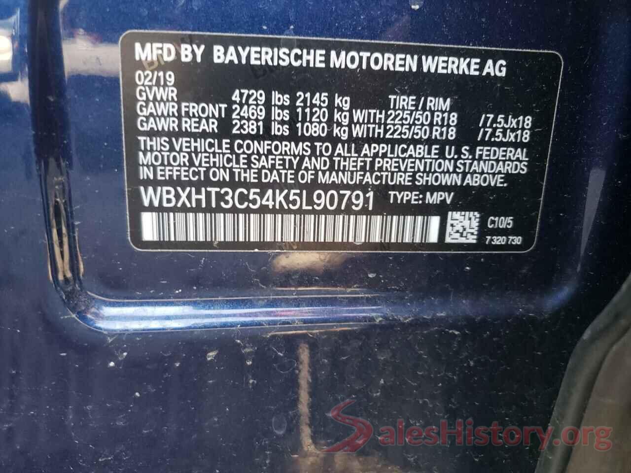 WBXHT3C54K5L90791 2019 BMW X1