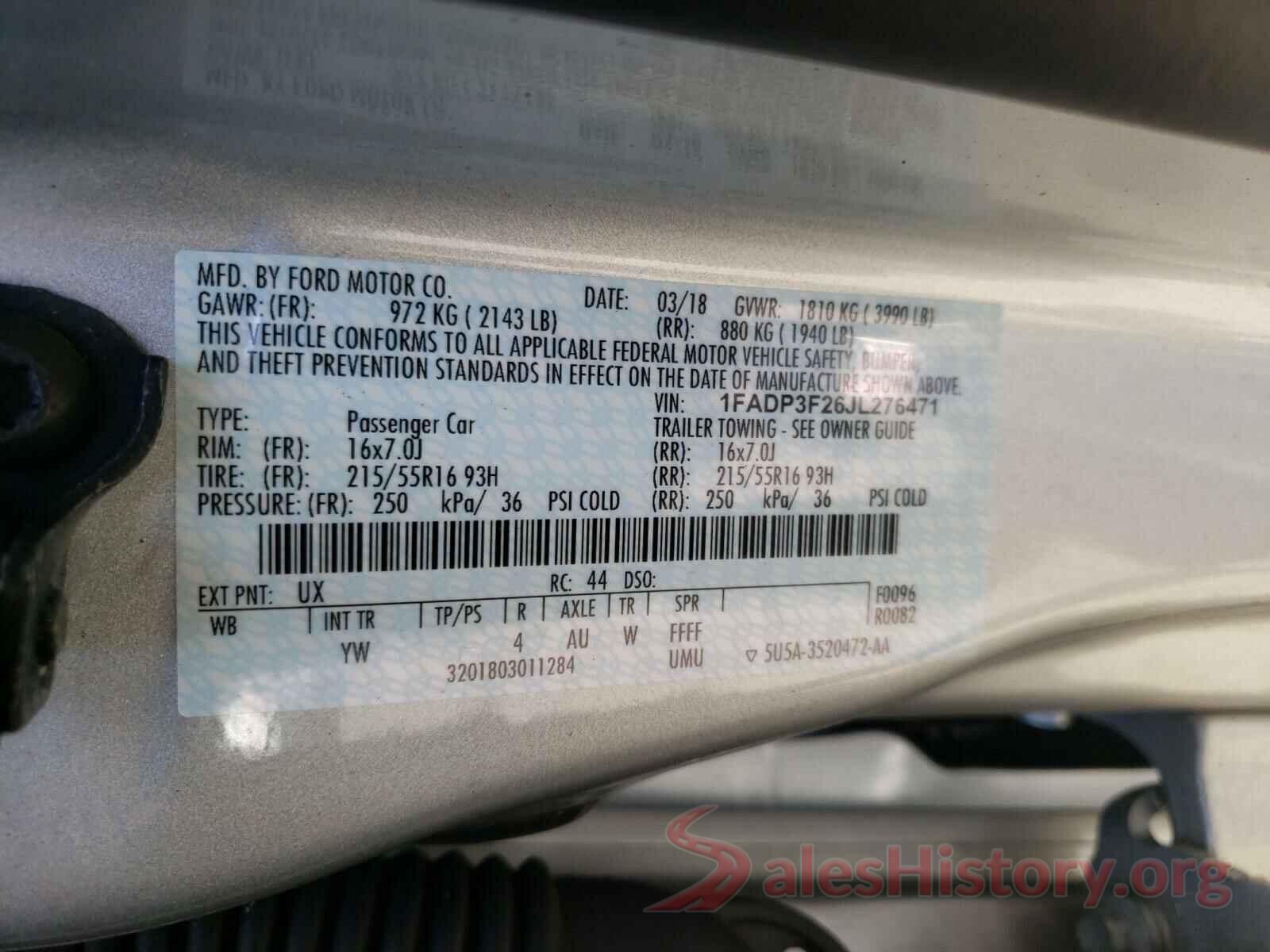 1FADP3F26JL276471 2018 FORD FOCUS