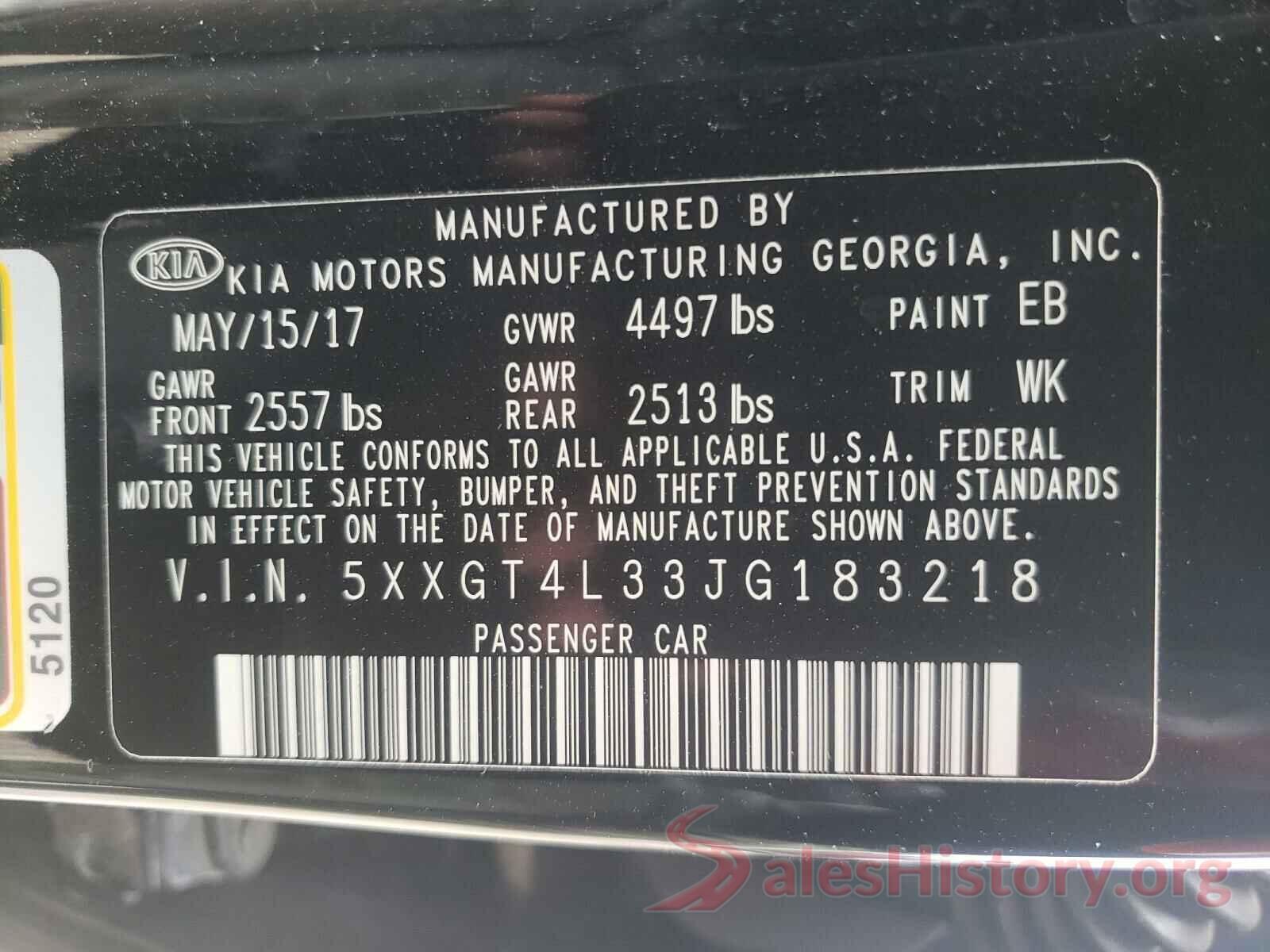 5XXGT4L33JG183218 2018 KIA OPTIMA