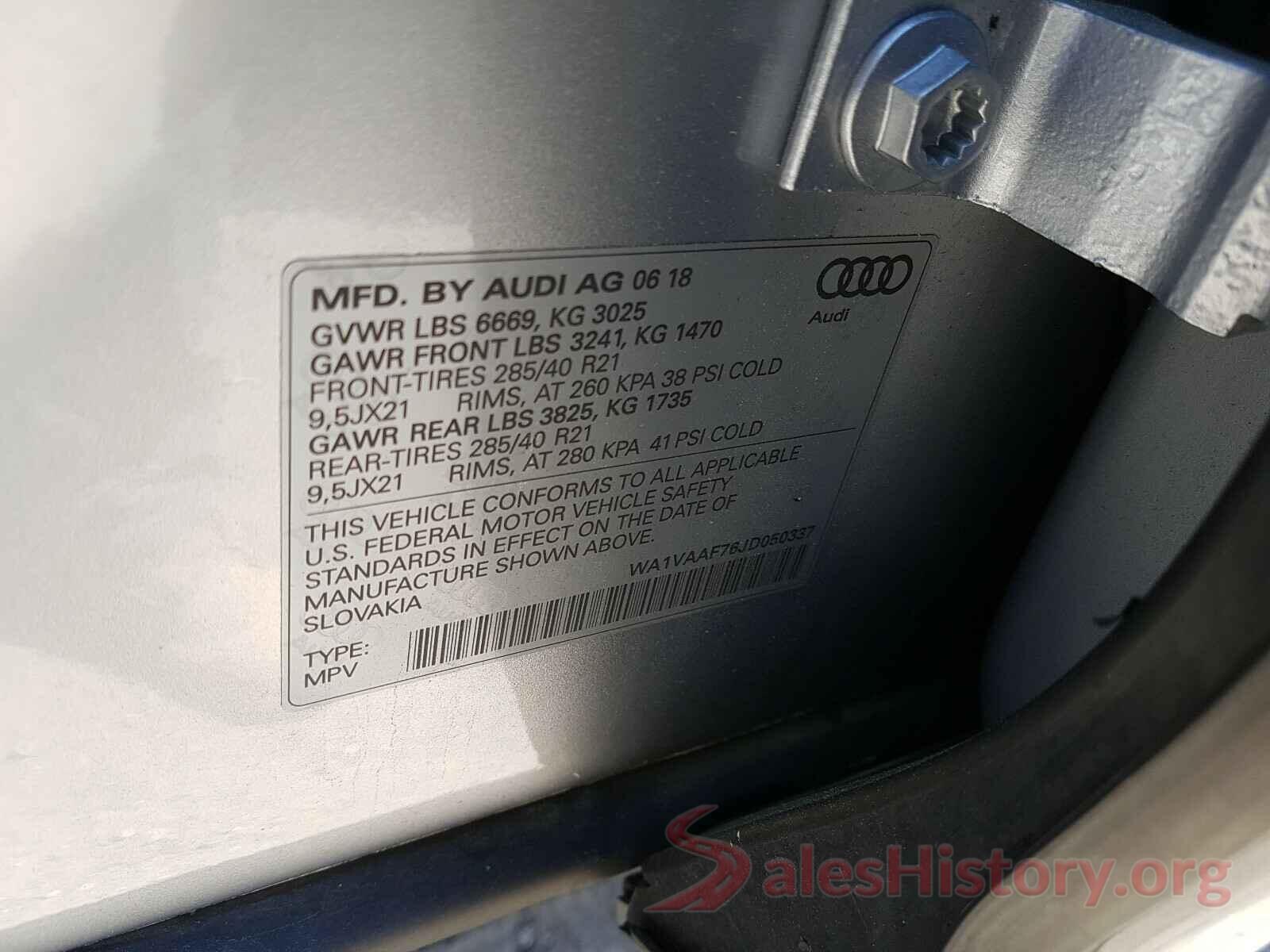 WA1VAAF76JD050337 2018 AUDI Q7