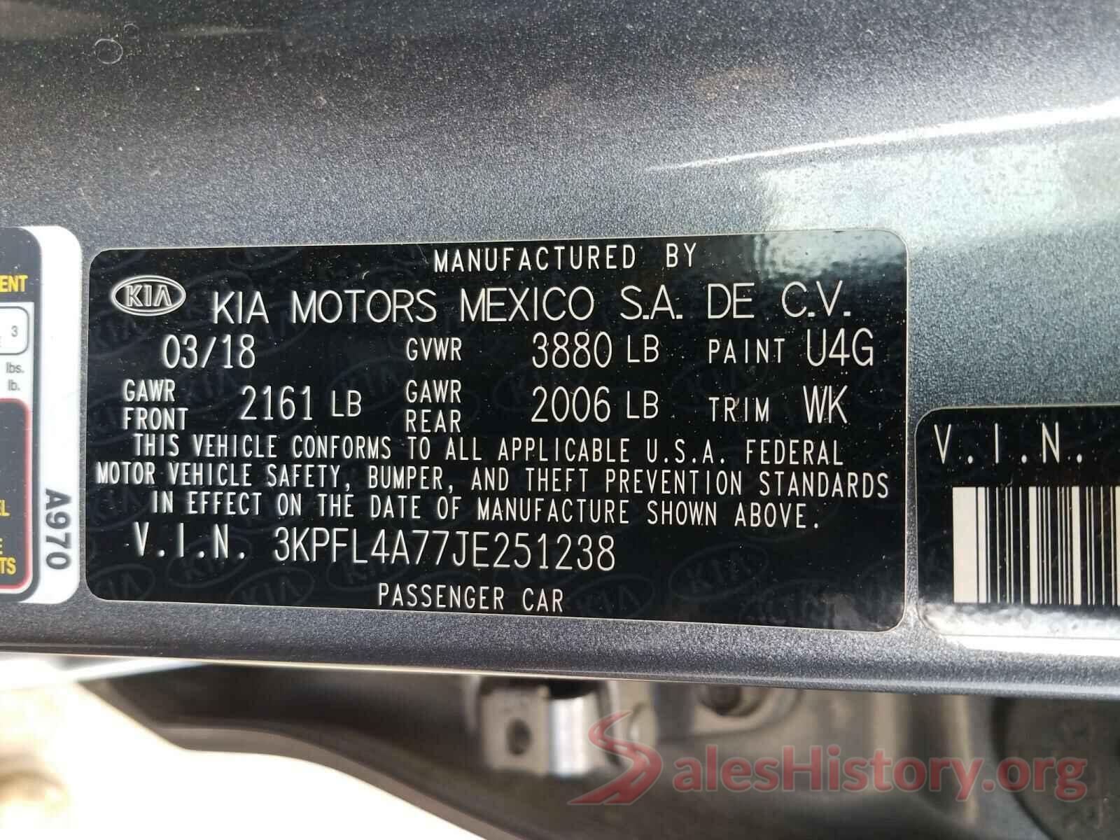 3KPFL4A77JE251238 2018 KIA FORTE