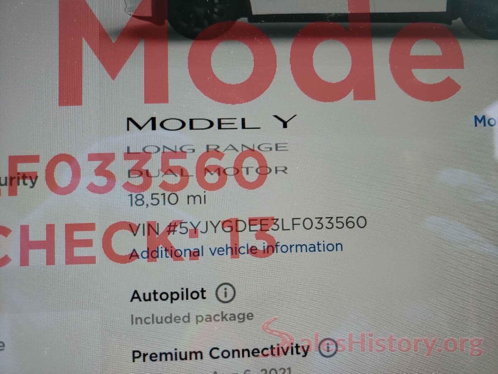 5YJYGDEE3LF033560 2020 TESLA MODEL Y