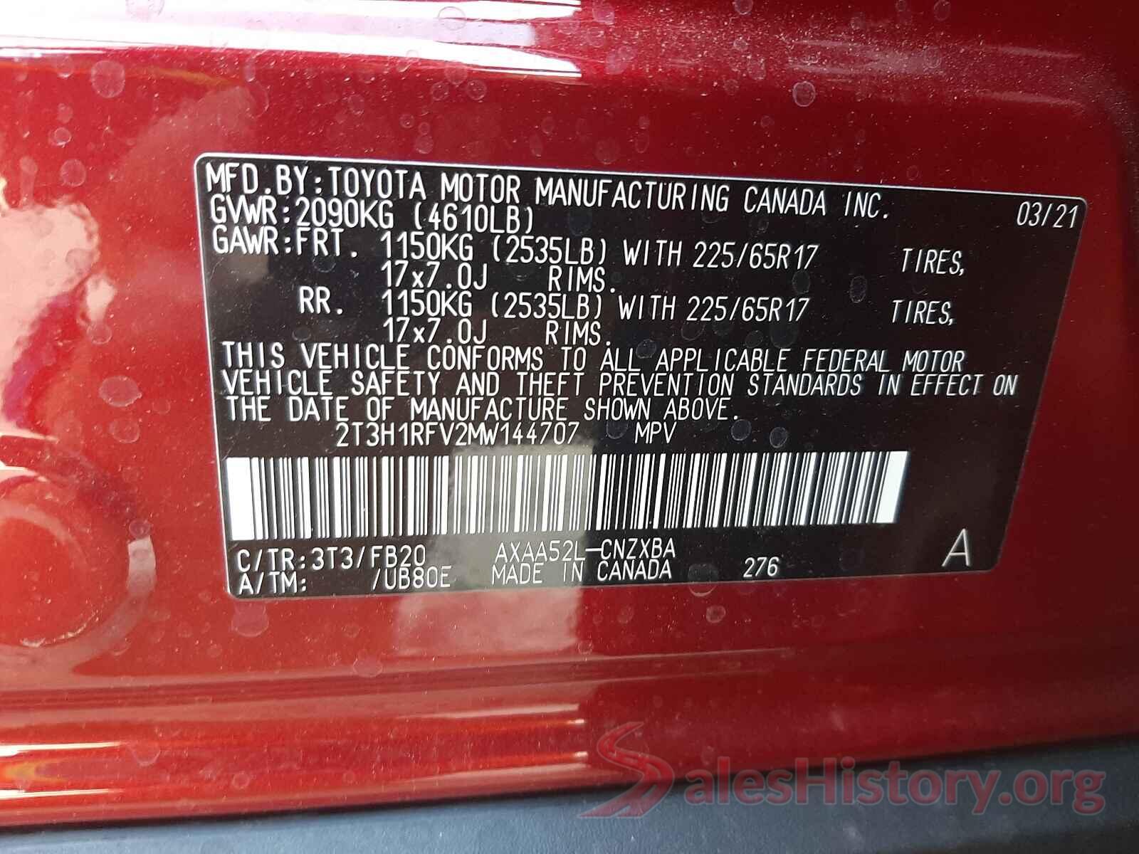 2T3H1RFV2MW144707 2021 TOYOTA RAV4