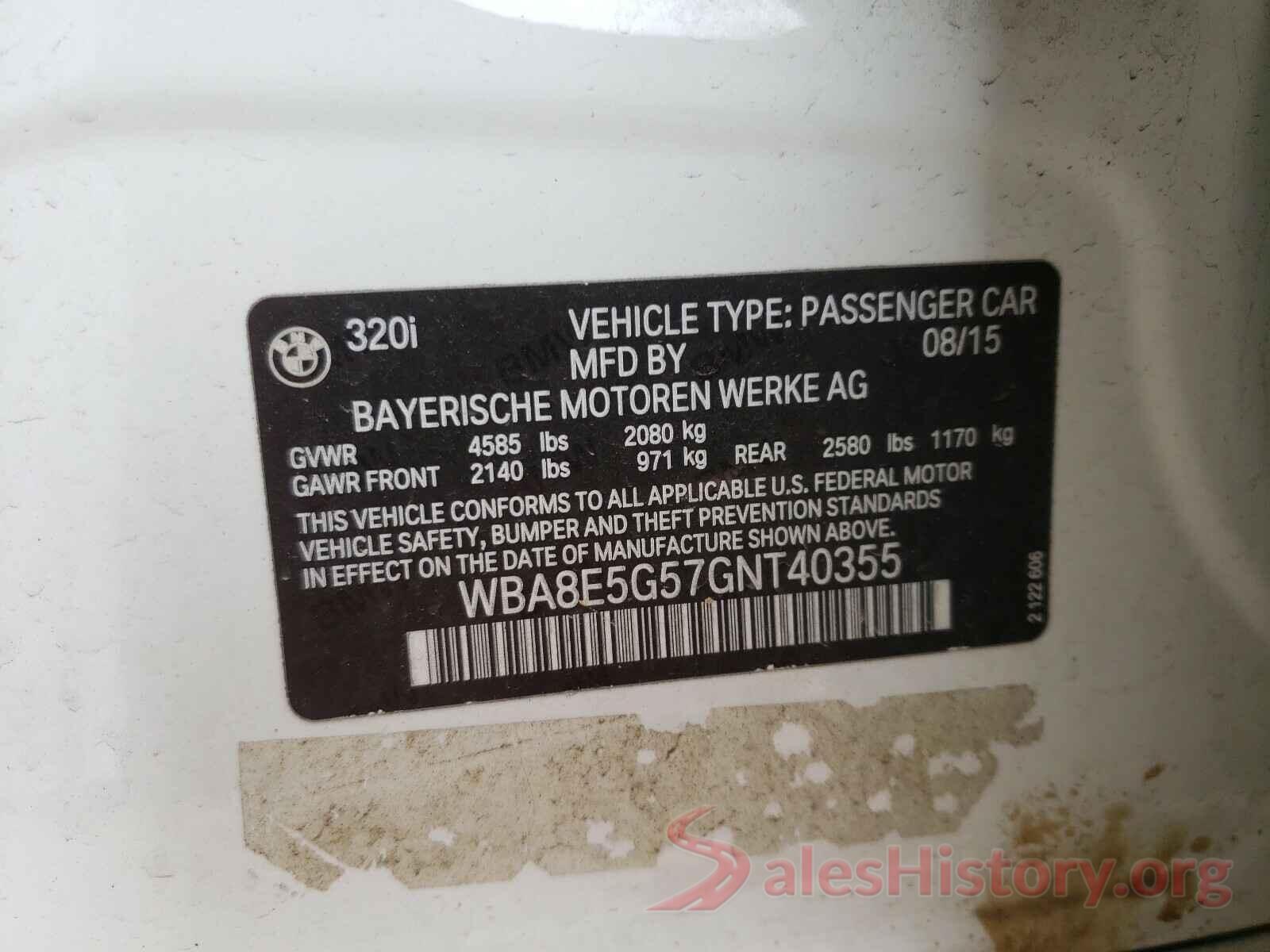 WBA8E5G57GNT40355 2016 BMW 3 SERIES