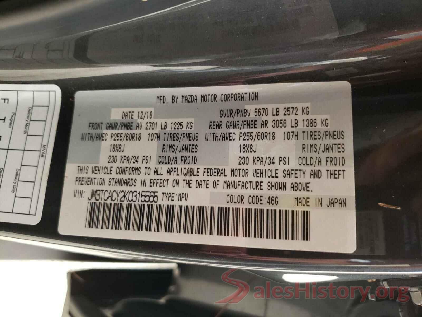 JM3TCACY2K0315565 2019 MAZDA CX-9