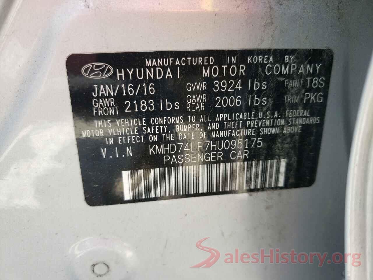 KMHD74LF7HU095175 2017 HYUNDAI ELANTRA