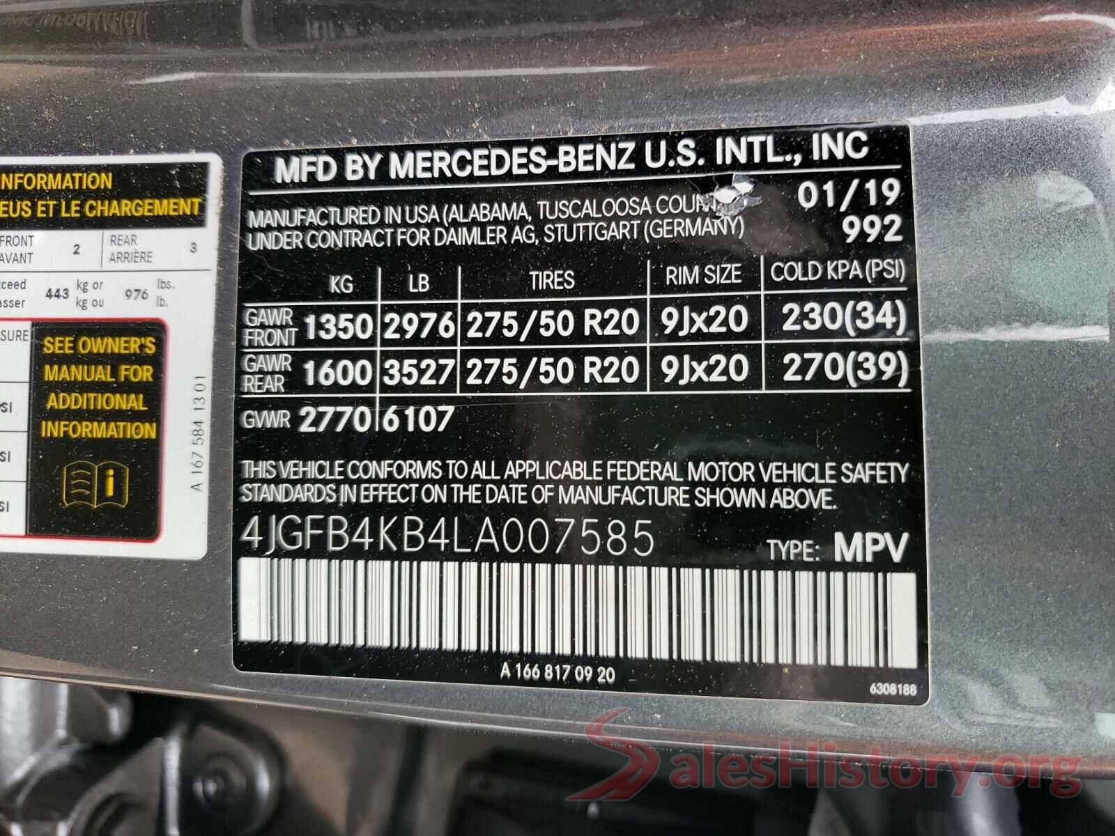 4JGFB4KB4LA007585 2020 MERCEDES-BENZ GLE-CLASS