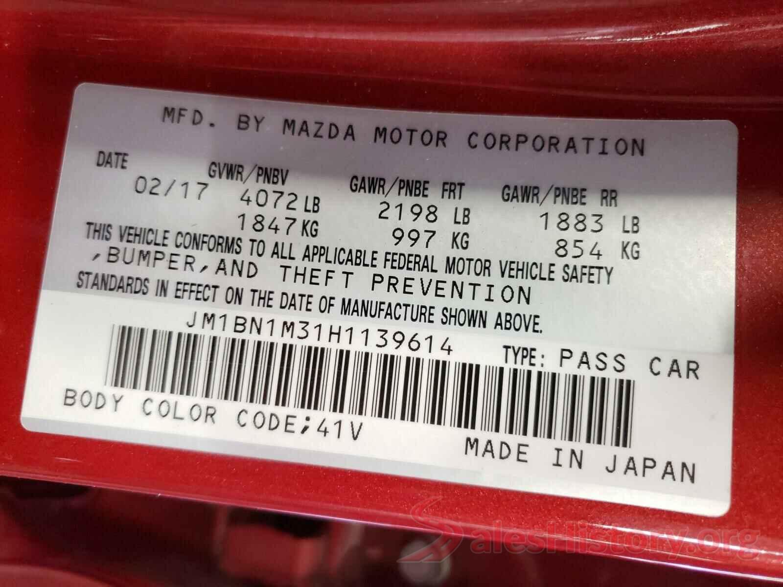 JM1BN1M31H1139614 2017 MAZDA 3