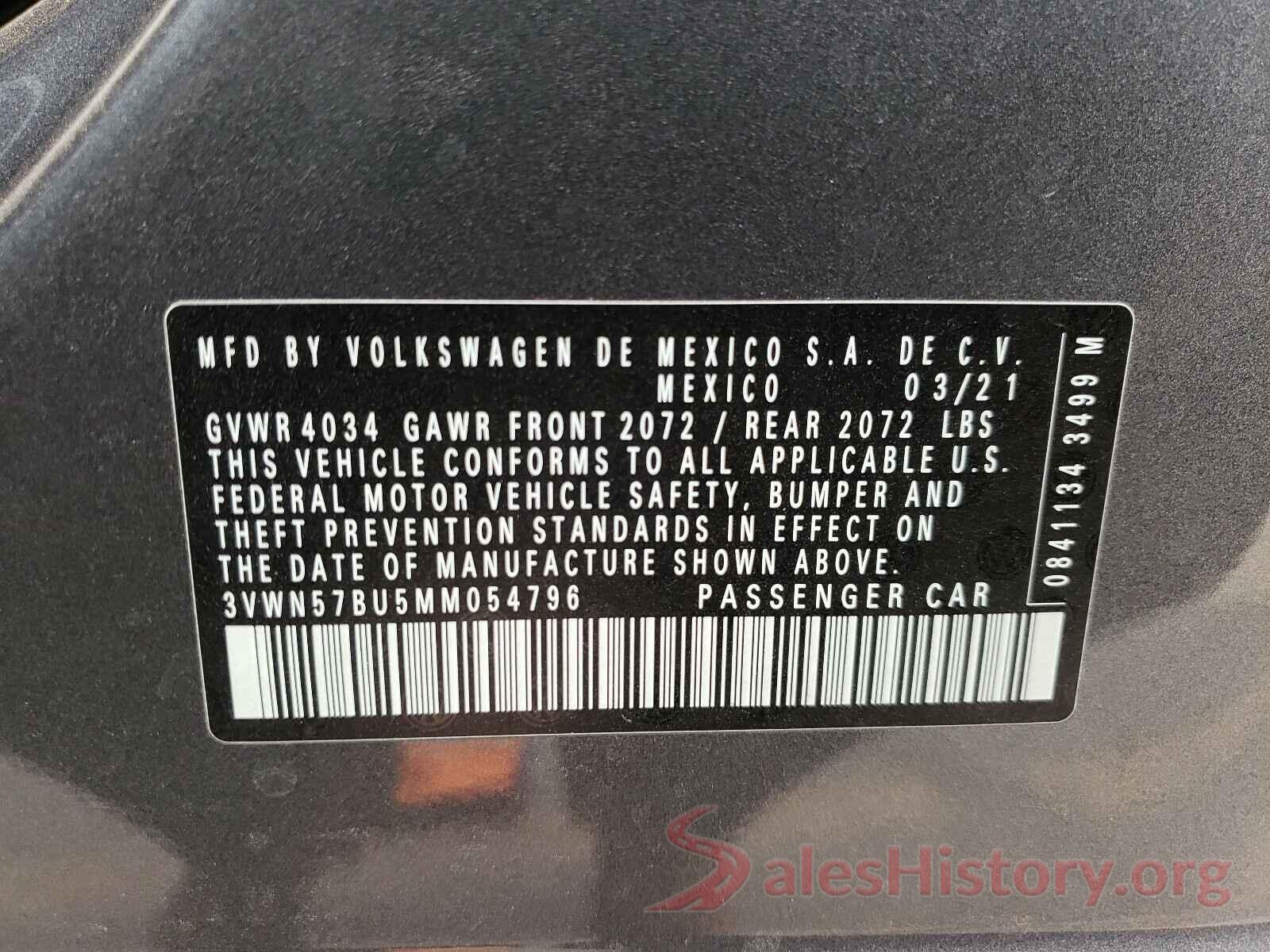 3VWN57BU5MM054796 2021 VOLKSWAGEN JETTA